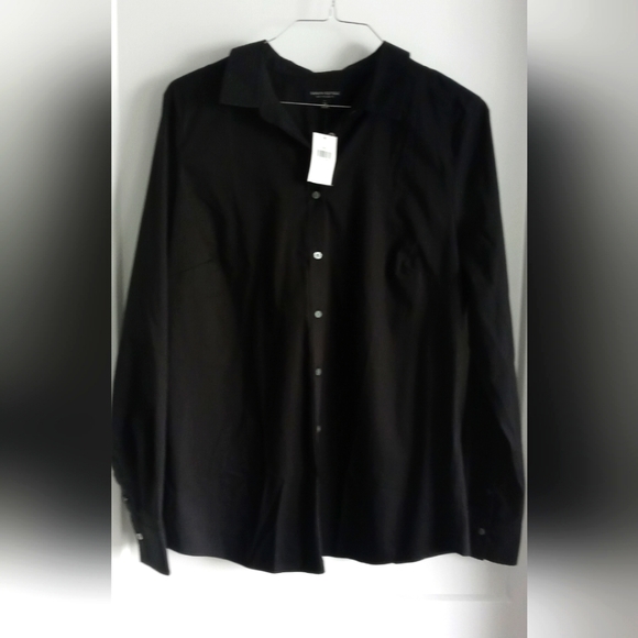 Banana Republic Riley tailored fit LS black shirt stretch new - Picture 1 of 2